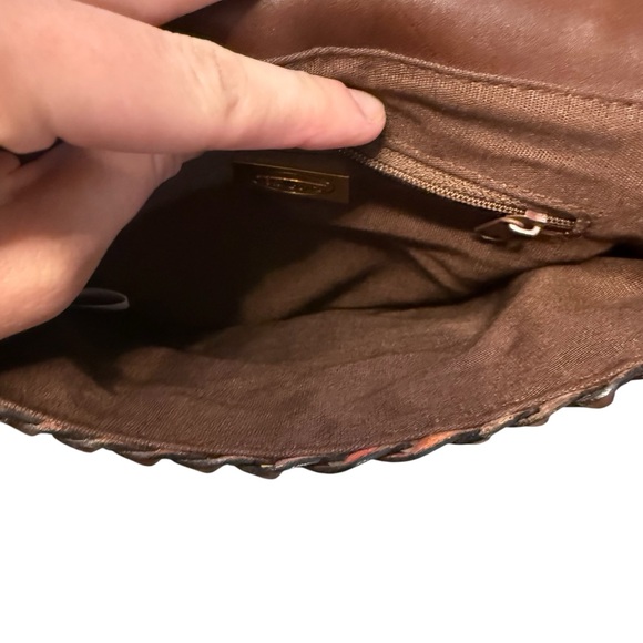 Talbots Leather Woven Crossbody Shoulder Bag Mahogany Brown Vintage - Picture 6 of 10